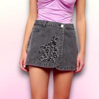 Minueto - Falda Pantalón Gray - Estampado Leopardo - Diseño Cruzado - details 3