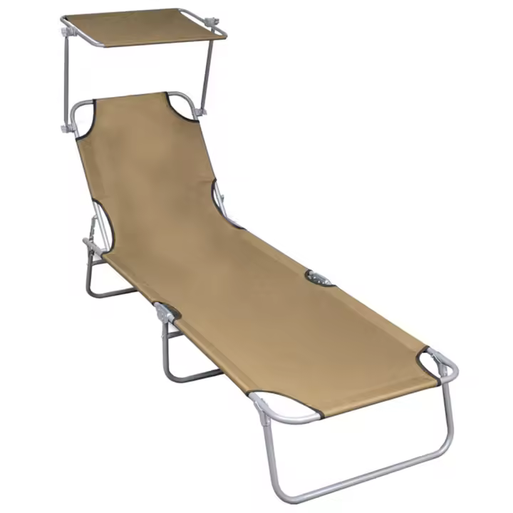 vidaXL Tumbona plegable con toldo de aluminio gris taupe - 1