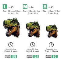 Puzzle De Madera En Forma Irregular Tyrannosaurus Rex Juego Educativo DIY Para Niños Y Adultos Puzzle Personalizado - details 2