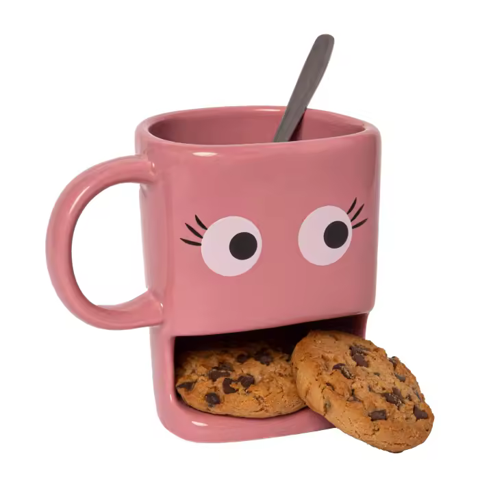 Fisura – Taza original para regalar “ojos”. Taza con soporte para galletas. Taza de cerámica con hueco para galletas. Taza de 240 ml en diferentes colores - 1