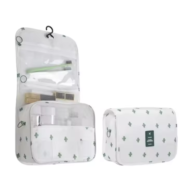 Bolsa De Maquillaje Para Viaje Resistente Al Agua Organizador De Toallitas Neceser Con Gancho Para Baño Almacenamiento De Maquillaje Para Mujeres - 1