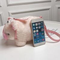 Bolso De Hombro Para Mujer Kawaii Rosa Con Cerdo De Peluche Suave Tote Con Cremallera Y Lazo Lindo Bolsa De Mano Para Estudiantes Y Niños - details 9