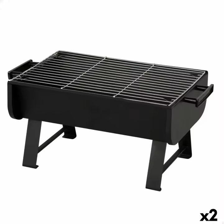 Barbacoa Portátil Aktive Acero 45 x 25 x 30 cm Negro (2 Unidades) - 1