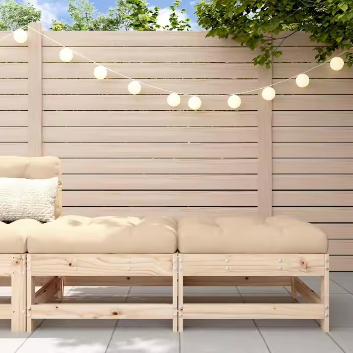 Taburetes de jardín con cojines 2 uds madera maciza de pino - 1