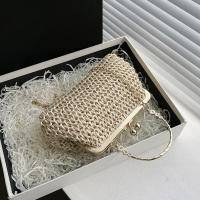 Bolso De Noche Elegante Para Mujer Con Cadena Dorada Bolso De Mano Tejido Manual Para Fiesta Banquete Clutch De Hombro Cruzado - details 14