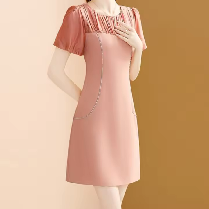 EVNISI Vestido Rosa Elegante Para Mujer Con Manga Flotante Casual Para Oficina Slim A-line Bodycon Para Fiesta Verano - 1