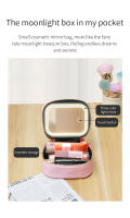 Bolso De Maquillaje Portátil Con Luz LED Y Espejo Organizador De Joyas Colgantes Y Anillos Caja De Almacenamiento De Cosméticos Material PU Estilo Fashion - details 2