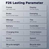 Bicicleta eléctrica de larga duración Fafrees F26, motor de 250 W, batería de 36 V 20,3 Ah, neumáticos de 26 x 1,95 pulgadas, velocidad máxima de 25 km/h, alcance de 140 km, SHIMANO de 7 velocidades, frenos de disco mecánicos, pantalla LCD de 2,3 pulgadas - details 12