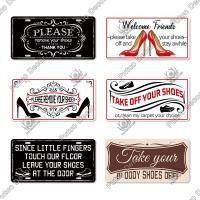 Cartel De Decoración Putuo Take Your Shoes off En Metal Estilo Vintage Para Decoración De Puerta Sala De Estar Y Pared Tamaño 5.9x11.8 Pulgadas - details 5