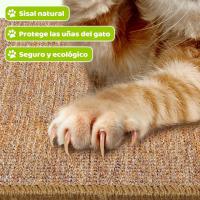 Rascador Gatos Sisal Natural,60x30cm,Protección Muebles,Cuida Uñas Gato,Diseño Sostenible y Elegante para tu Hogar Felino,para Sofa,Pared,Cama,Esquina,antiarañazos,Protector - details 0