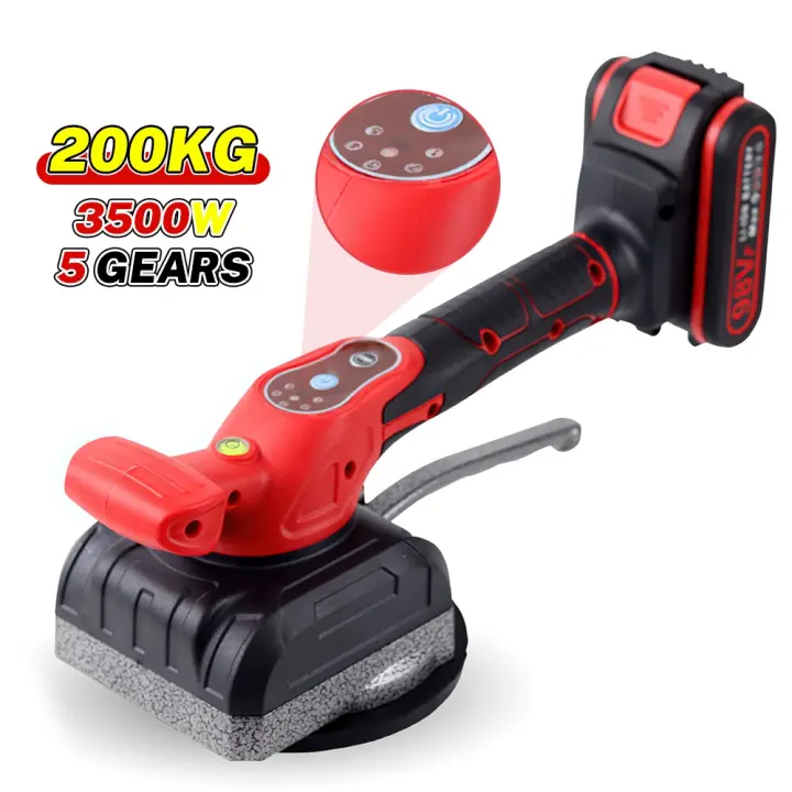 Máquina de azulejos de 200KG, vibrador de suelo de 5 engranajes con ventosa, herramientas eléctricas de nivelación para batería Makita de 18V/21V - 1