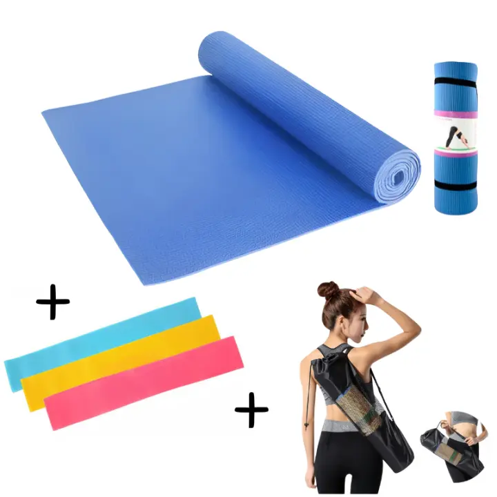 Set de 3 Esterillas de Yoga 15mm + Bandas de Resistencia + Bolsa de Transporte - 1