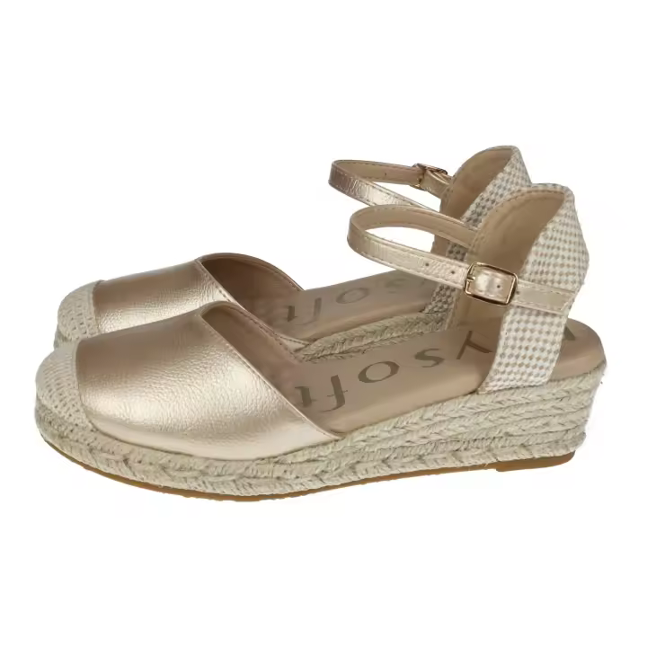 Alpargatas marca MYSOFT para mujer en color platino. Mysoft Esparteñas de Cuña para Mujer – Plataforma de Yute – Punta Cerrada y Cierre con Hebilla – Elegantes y Cómodas - 1