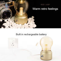 Bombilla De Noche LED Recargable Vintage Retro Sin Cable Con Sombrilla De Vidrio Para Decoración De Dormitorio Lámpara De Mesa - details 4