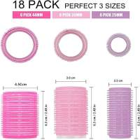 Paquete de 25 rodillos de pelo, clips, peine con divisores, rodillos de pelo pajaritas rosa - details 0