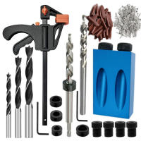 Juego De Localizador De Agujeros Oblicuos FNICEL 4 Pulgadas F Tipo Abrazadera Para Carpintería Angulo De 15 Grados Con Bits De Taladro Aluminio Kit De Guía Para Taladro - details 0