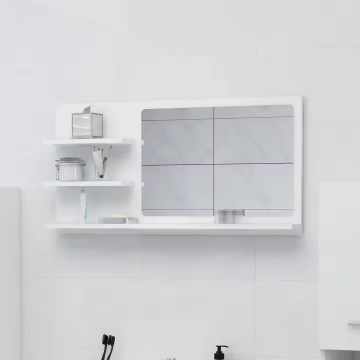 vidaXL Espejo de baño madera contrachapada blanco 90x10,5x45 cm - 1