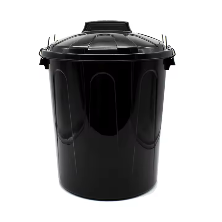 CABLEPELADO Cubo de Basura con tapa, Cubo basura Industrial, Cubo basura Plástico con asas metálicas, Contenedor residuos, 40 cm alto x 33 cm Diámetro superior, Capacidad 21 Litros, Negro - 1