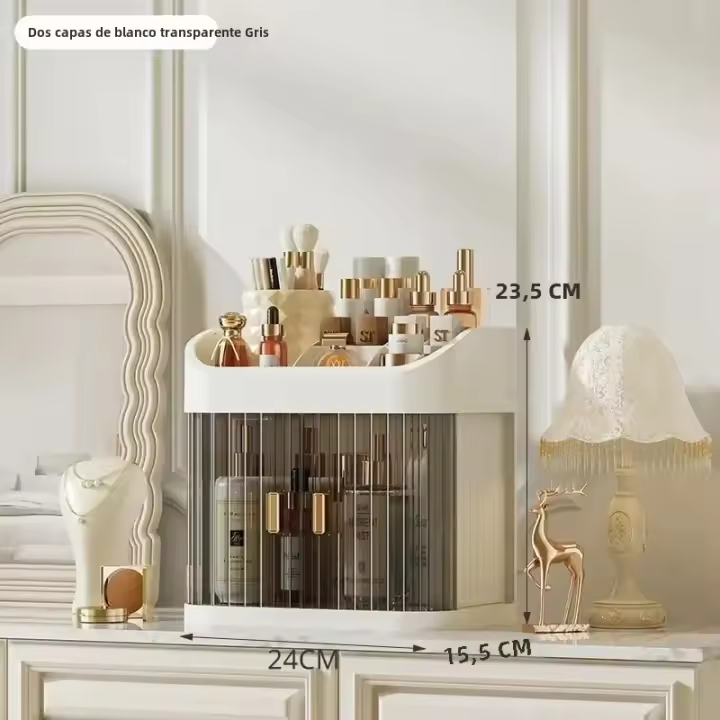 Organizador De Escritorio De Lujo Para Maquillaje Joyería Y Cuidado De La Piel Caja De Almacenamiento De Plástico Con Cajón a Prueba De Polvo Gran Capacidad Para El Baño - 1