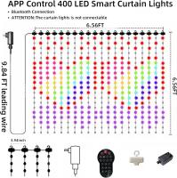 Luz De Cortina RGB Con Música Sincronizada Y Mostrador De Texto 400 LED Controlado Por App Decoración De Navidad Para Pared Y Habitación Luz De Guirnalda Para Fiestas Y Exterior - details 0