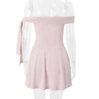 Vestido Mini De Hombros Descubiertos Elegante Solido Alta Cintura WhereMery Y2K Dulce Streetwear Sin Mangas Para Mujer Primavera Verano - details 11