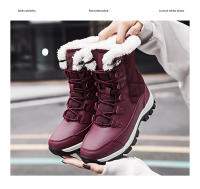 Botas De Tobillo Para Mujer Invierno Calor Antideslizante Negras Botas De Nieve Con Cordones Modernas Cuña Suelta PU Cubierta Superior - details 7
