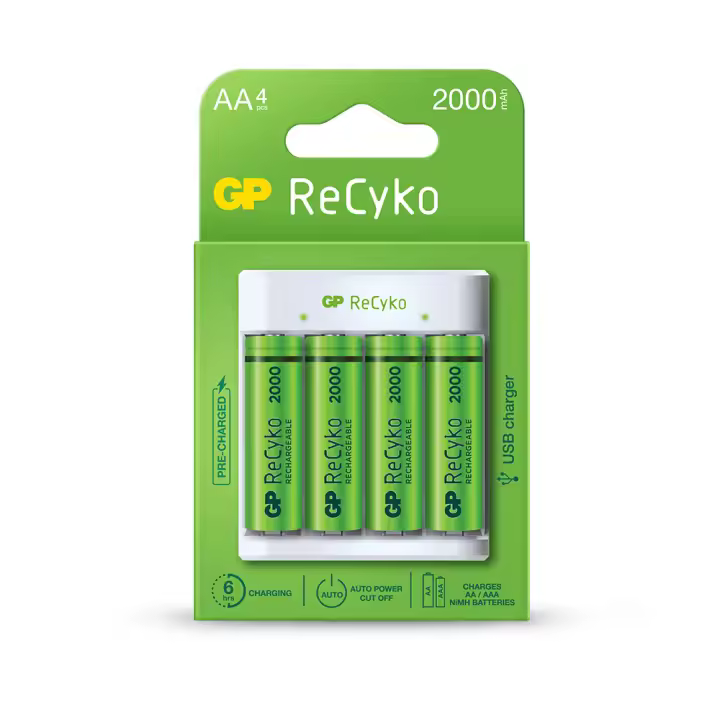 Cargador para pilas recyko gp aa y aaa gama ecológica 220/240v - 1