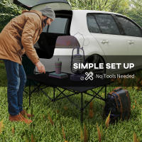 Outsunny Mesa Plegable Camping de Aluminio 95x55x50 cm con Tapa Enrollable y Bolsa de Transporte Mesa de Picnic Portátil Ligera para Acampar Senderismo Playa Caqui - details 5