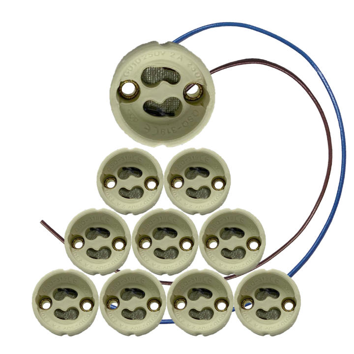 LED ATOMANT Portalámparas GU10, cable de silicona largo 20 cm 0,5 mm², 300-500V, conector base de cerámica para bombillas GU10 LED o halógenas, ideal para lámparas de techo, focos, spots, instalación segura y resistente al calor