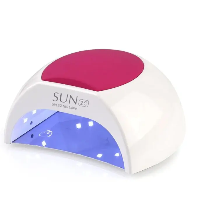 Cris Nails - Lámpara de manicura LED para el secado de geles y esmaltes con cojín rosa para apoyar las manos, 48W - 1