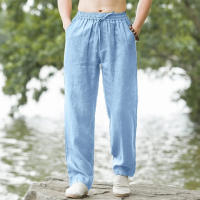 Men's Beach Pants Joggers  Streetwear Cotton Linen Sweatpants Casual Pants Hawaiian Vacation Loose Summer Long - details 1