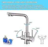 BIT 3 Way Kitchen Faucet, 360 Rotatable Kitchen Faucet, 3 In 1 Water Filter Mixer, Stainless Steel Sink Faucet, Drinking Water Faucet With 2 Lev - details 2