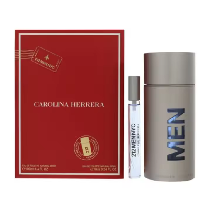Carolina Herrera - Set Regalo 212  Eau de Toilette 100 Ml. + 10 Ml. - Estuche de regalo para hombre compuesto por un EDT de 100 ML + un espray de viaje de 10 Ml. - 1