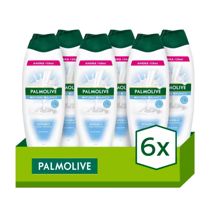 Gel de Ducha Palmolive Natural Balance Sensible Cuidado Hidratante 600ml Pack de 6 | Frescura Natural con Leche Hidratante. Suavidad y frescura para tu piel. - 1