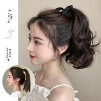 WIGSIN Extension De Cabello Sintético 10 Pulgadas Cola De Caballo Rizada Café Con Cordón Clip in Para Mujeres Peinado Corto Ondulado - details 2