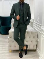 Traje Verde De Boda Para Hombre 3 Piezas Traje De Negocios Con Chaqueta Chaleco Y Pantalones Conjunto De Chaquetas Casuales - details 3