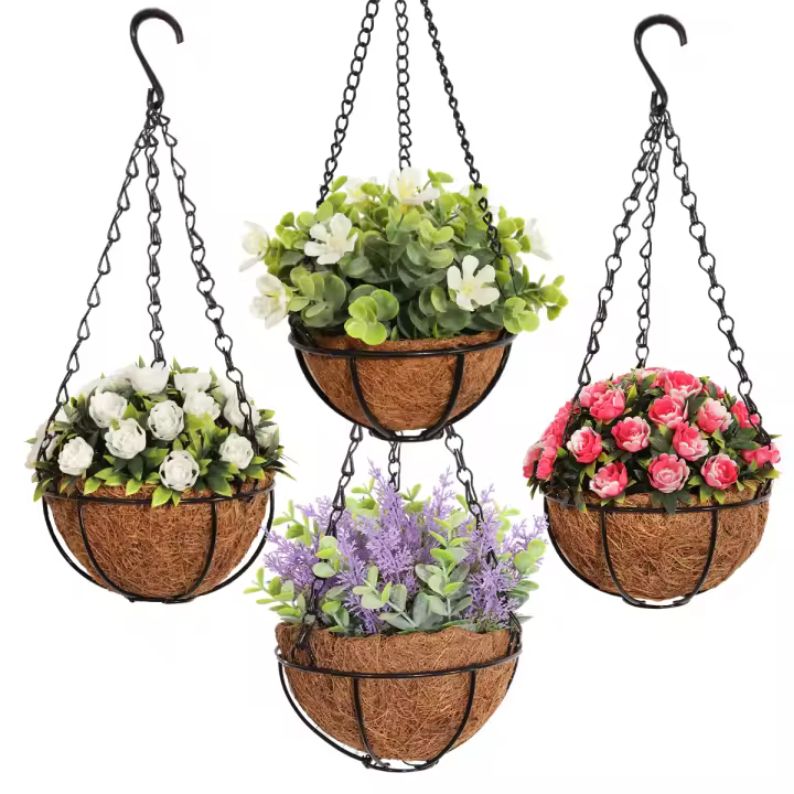 Cesta De Flores Artificiales XIYA FLOWER Eucalipto Rosa Lavanda Decoración De Jardín Colgante Para Fiesta Y Exhibición Material De Plástico - 1