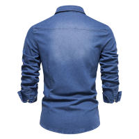Camisa De Lino Elástico AIOPESON Para Hombre Cuello En V Manga Larga Estilo Vaquero Calidad Superior Ropa Casual De Corte Slim - details 6