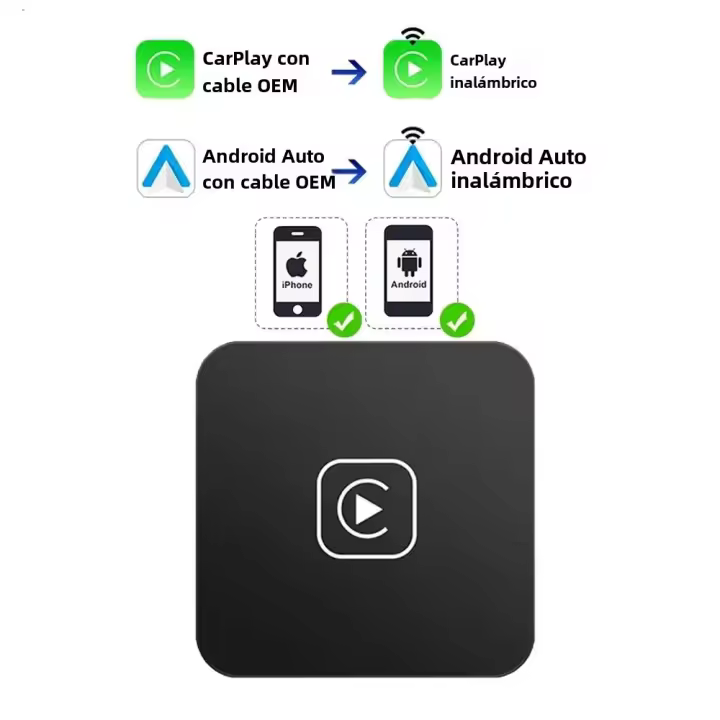 Adaptador De Adapter Inalámbrico 2 En 1 Para Coche Wireless CarPlay Android Auto Soporte Spotify Netflix Para Mazda Toyota Mercedes Peugeot Volvo - 1