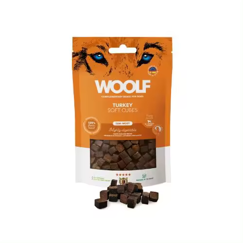 Snack Semihúmedo para perro de Pavo 100gr -  Woolf Cubes - 1
