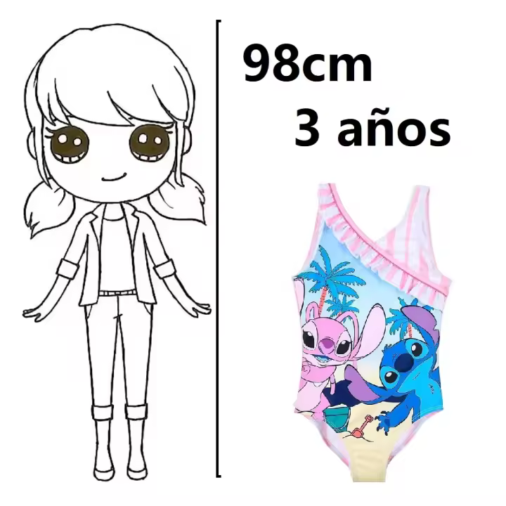 bañador stitch,bikini stitch,traje de baño stitch,bikini de niña,ropa de baño,3,4,6,8 años,cm,fespu - 1