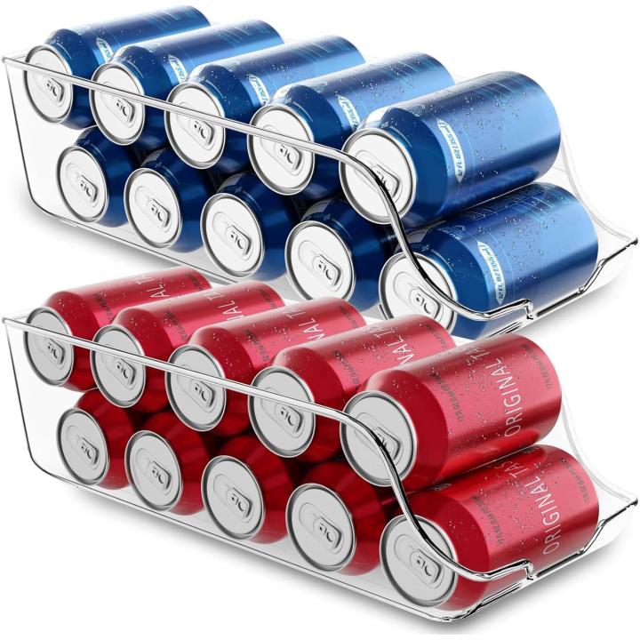 Organizador de refrigerador (varios modelos disponibles) - Apilable y ahorra espacio - Dispensador de latas de refresco para despensa, refrigerador, congelador y lavadero (transparente * 1 pieza)