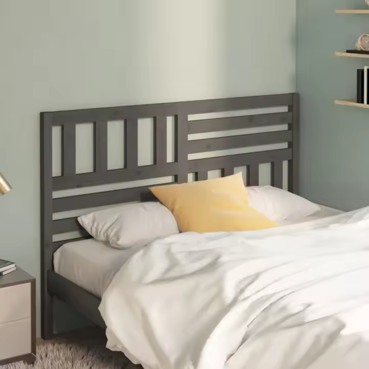 vidaXL Cabecero de cama madera maciza de pino gris 166x4x100 cm - 1