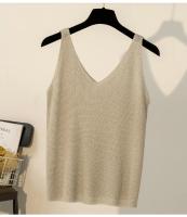 Top De Mujer Nuevo Verano V-Neck Tank Blanco Negro Tejido Suave Estilo Casual Ropa De Mujer Camiseta Q3441 - details 6