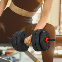 HOMCOM Juego de Mancuernas 2 en 1 de 25 kg con Barra Ajustable Entrenamiento de Fuerza y Levantamiento de Pesas para Hogar Oficina Gimnasio Negro - details 1