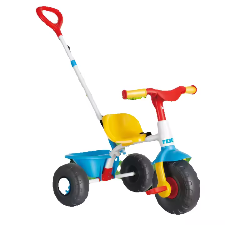 FEBER - Baby Trike, Triciclo para Niños con Estructura Metálica y Cinturón de Seguridad, 2 Posiciones, Silla de Empuje y Triciclo con Pedales, De 1 a 3 Años, Color Azul, Famosa (800012810) - 1