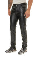 Pantalones Motos Delgados De Cuero Sintético Para Hombre Negro Oro Blanco Primavera Verano Pantalones De Cuero PU Ajustados - details 3