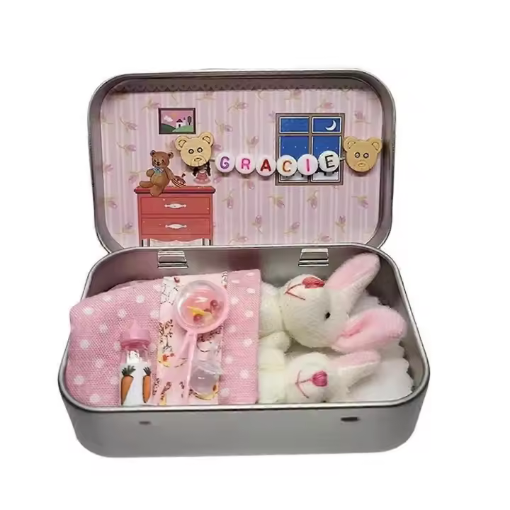 Easter Bunny Stuffed Animal Little Pocket Rabbit in A Tin Stuffed Tiny Bunny Little Bunny Toys Worr - 1
