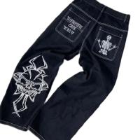 Pantalones Vaqueros Retro Y2K Para Hombres Con Bordado De Calavera Estilo Hip Hop Holgado Con Pierna Ancha Tejido De Lino Calidad Superior Moda Casual - details 7