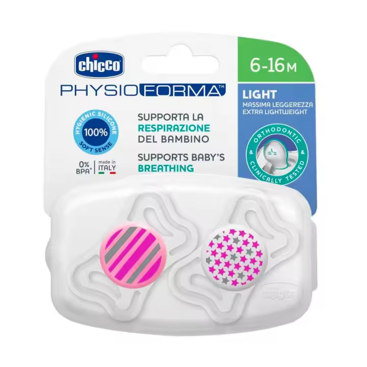 Chicco Chupete Silicona Physio Light Rosa 6-16M 2 Unidades - 1
